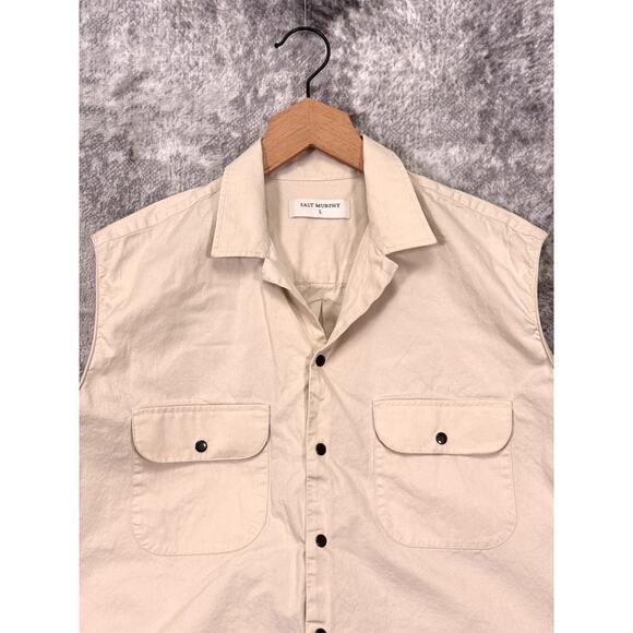 Salt Murphy Shirt Large Mens Snap Front Sleeveless Collared - Picture 2 of 8